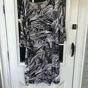 Black & White Abstract Palm Print Dress